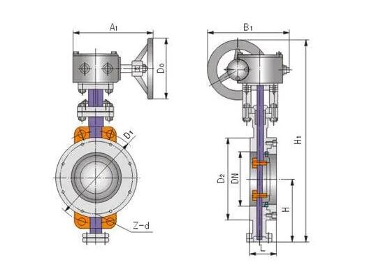 蝶阀d373h-16c  dn80对夹式硬密封
